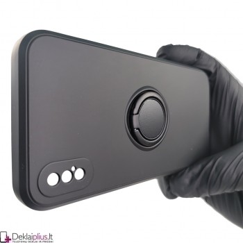 Švelnaus silikono dėklas su žiedu - juodas (Iphone X/XS) Švelnaus silikono dėklas su žiedu - juodas (Iphone X/XS)